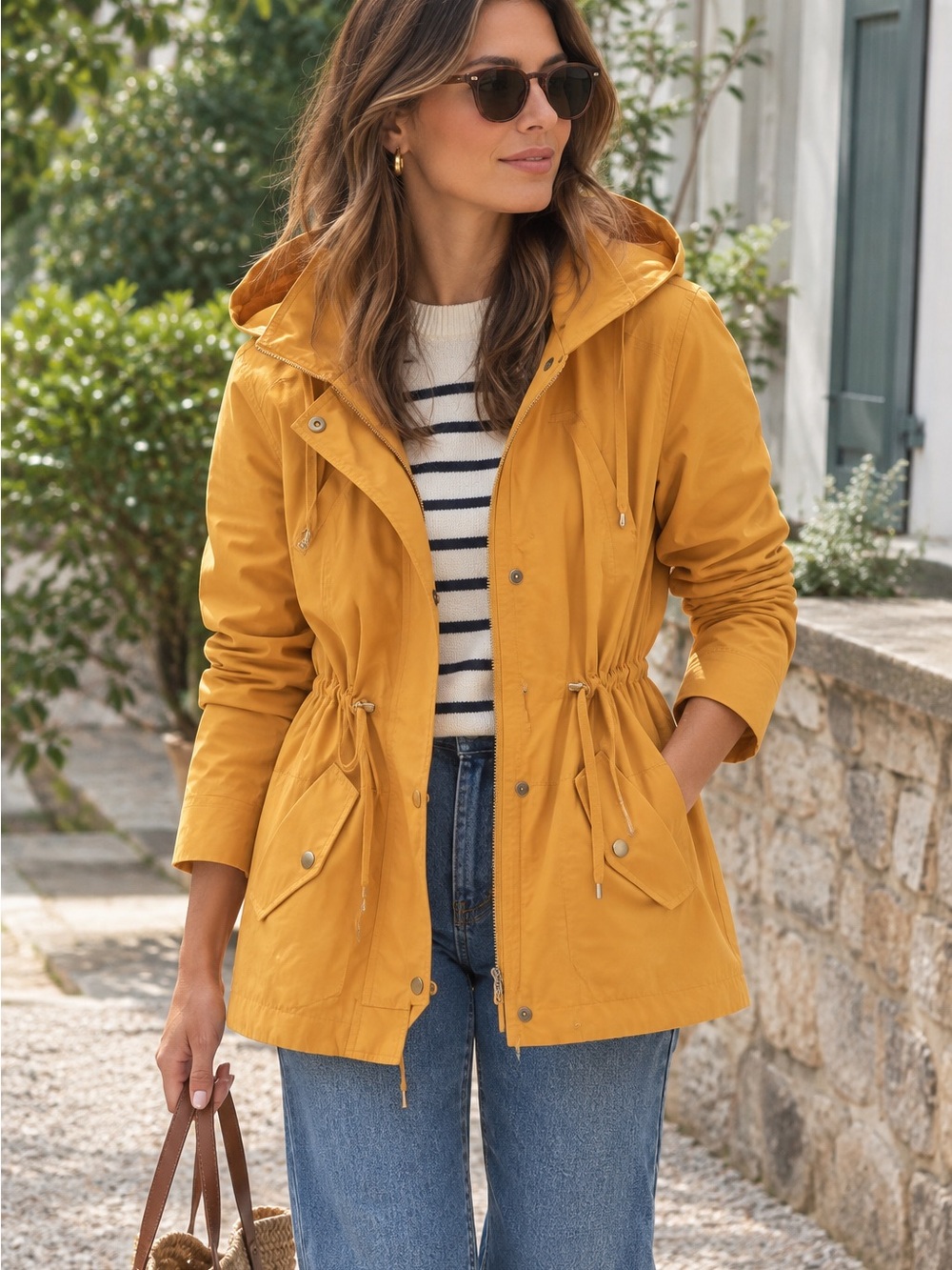 Charter Club Mustard Hooded Utility Jacket